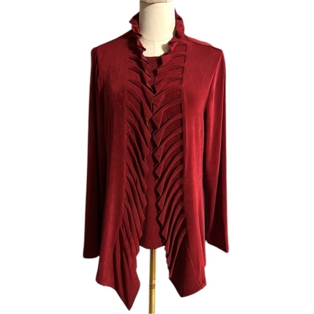Chico's deep red Ruffled 2 pc Top